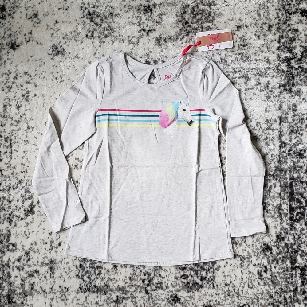 justice girls shirt top unicorn glitter rainbow horse long sleeve medium 10 new